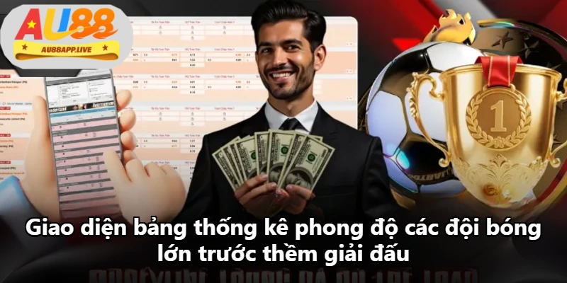 Giao diện bảng thống kê phong độ các đội bóng lớn trước thềm giải đấu